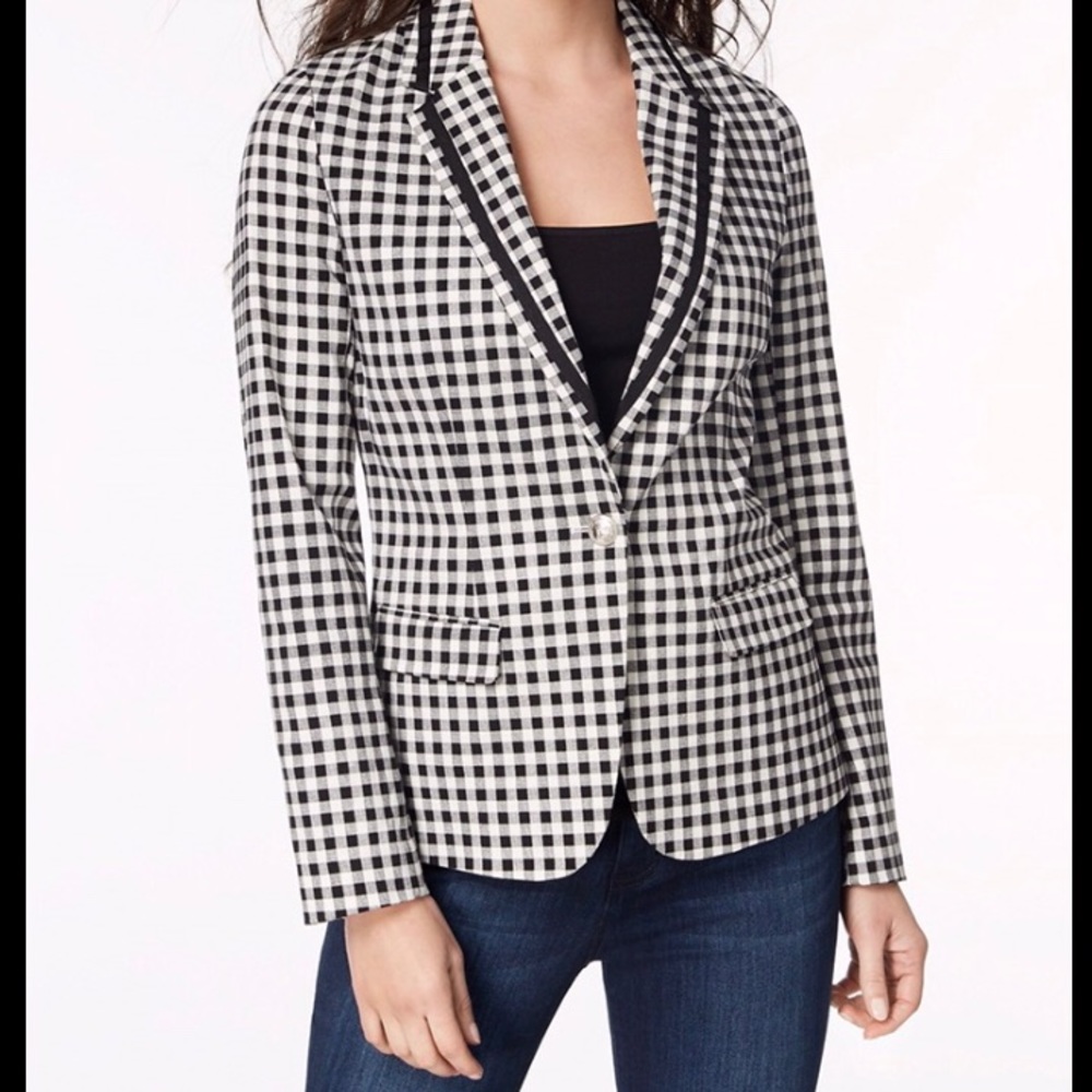XOXO Juniors' Ginham-Print Blazer
